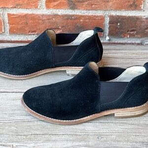 Clarks Black Comfort Suede Leather Flats Slip Ons Shoes Sz 8.5M